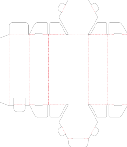 六角柱サック箱の展開図例
